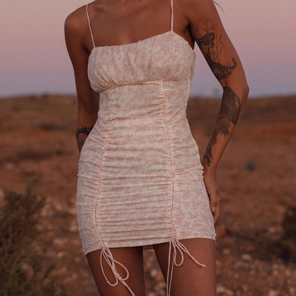 Princess Polly Ivy Hollow Mini Dress White/Pink